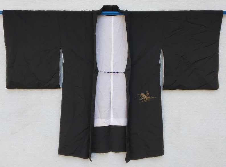 vintage kimono haori Japanese beautiful flower design silk fabric short kimono kimono coat