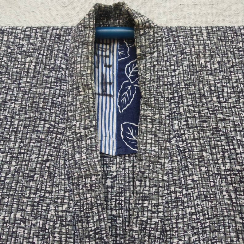 vintage kimono Japanese with abstract design Cotton fabric Long kimono
