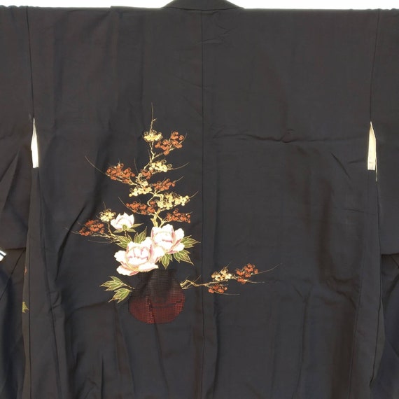 vintage kimono haori Japanese beautiful flower design  silk fabric short kimono kimono coat