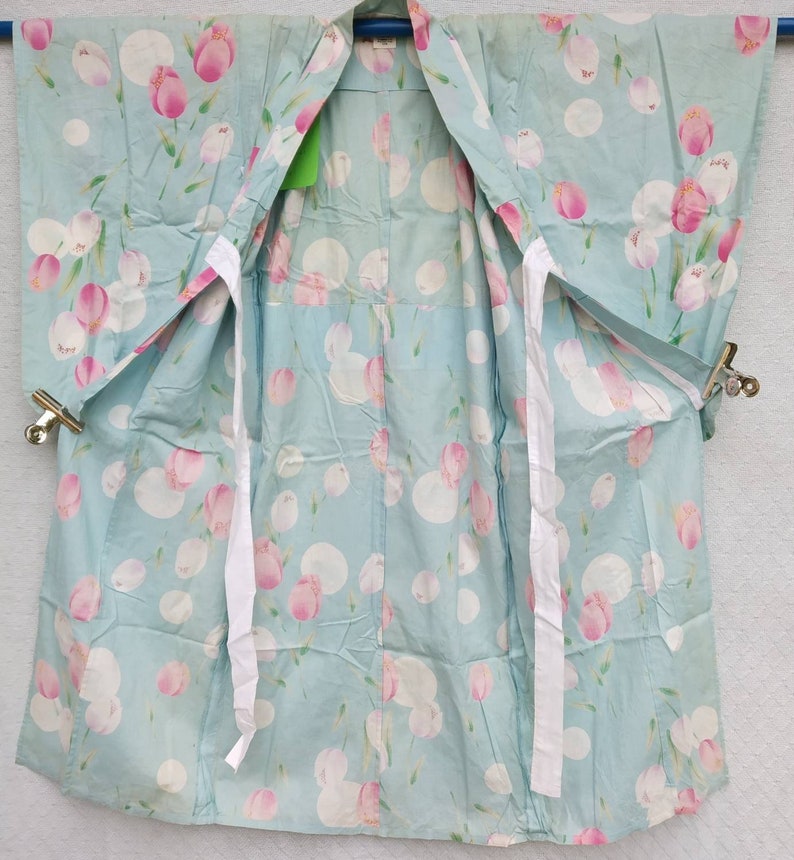 vintage kimono haori beautiful flower long kimono cotton fabric