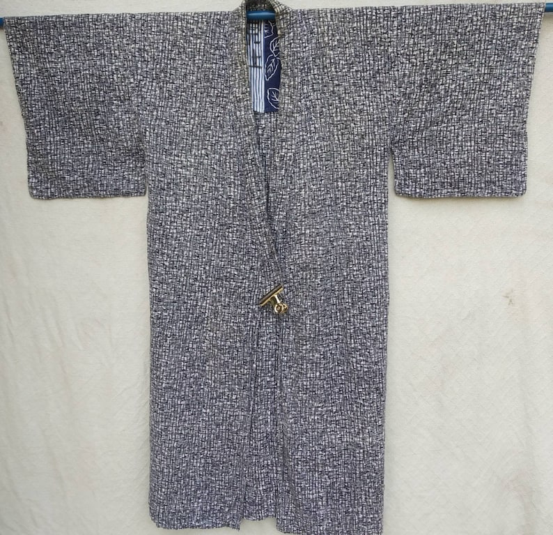 vintage kimono Japanese with abstract design Cotton fabric Long kimono