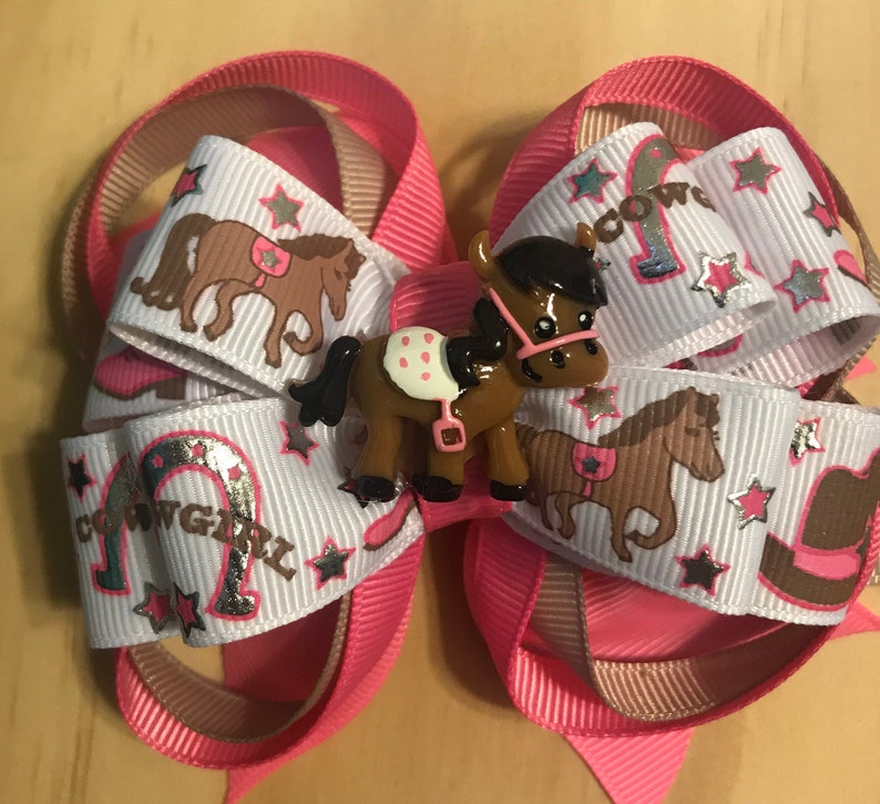 Western Cowgirl Stacked Boutique Ribbon Hair Bow Clip Western Cowgirl Stacked Boutique Ribbon Hair Bow Clip