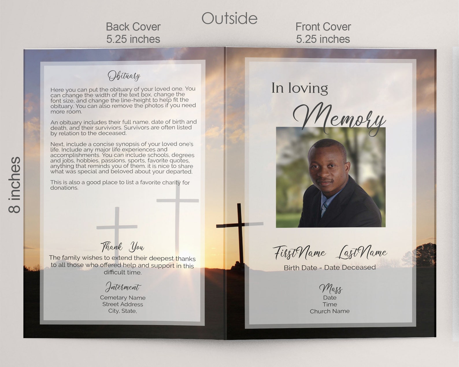 Catholic Funeral Program Template With Cross. Celebration of Etsy