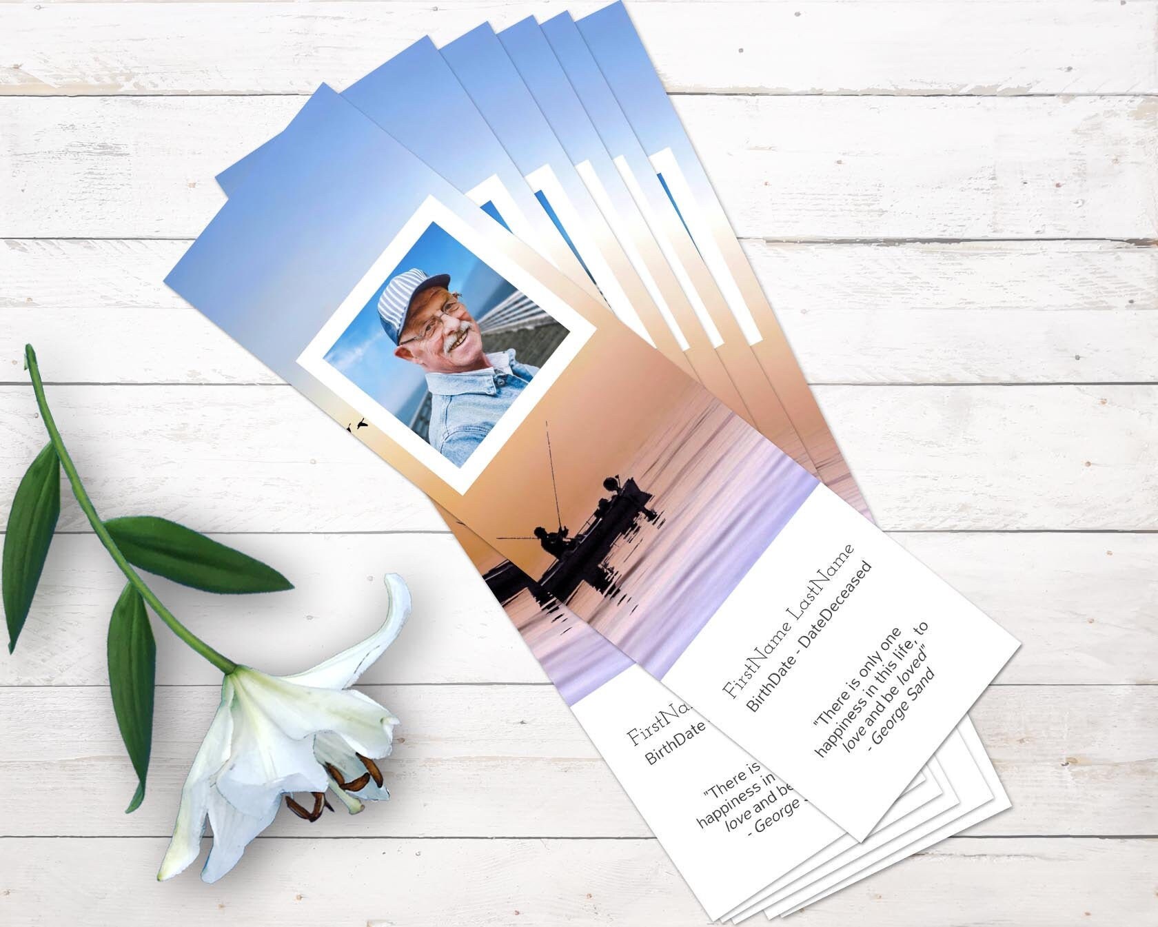 Fishing Funeral Prayer Card Bookmark, Memorial Card Template - Online Edit  Digital Download Throughout Memorial Cards For Funeral Template Free