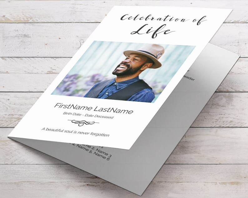 Modern Funeral Program Template and Celebration of Life Etsy