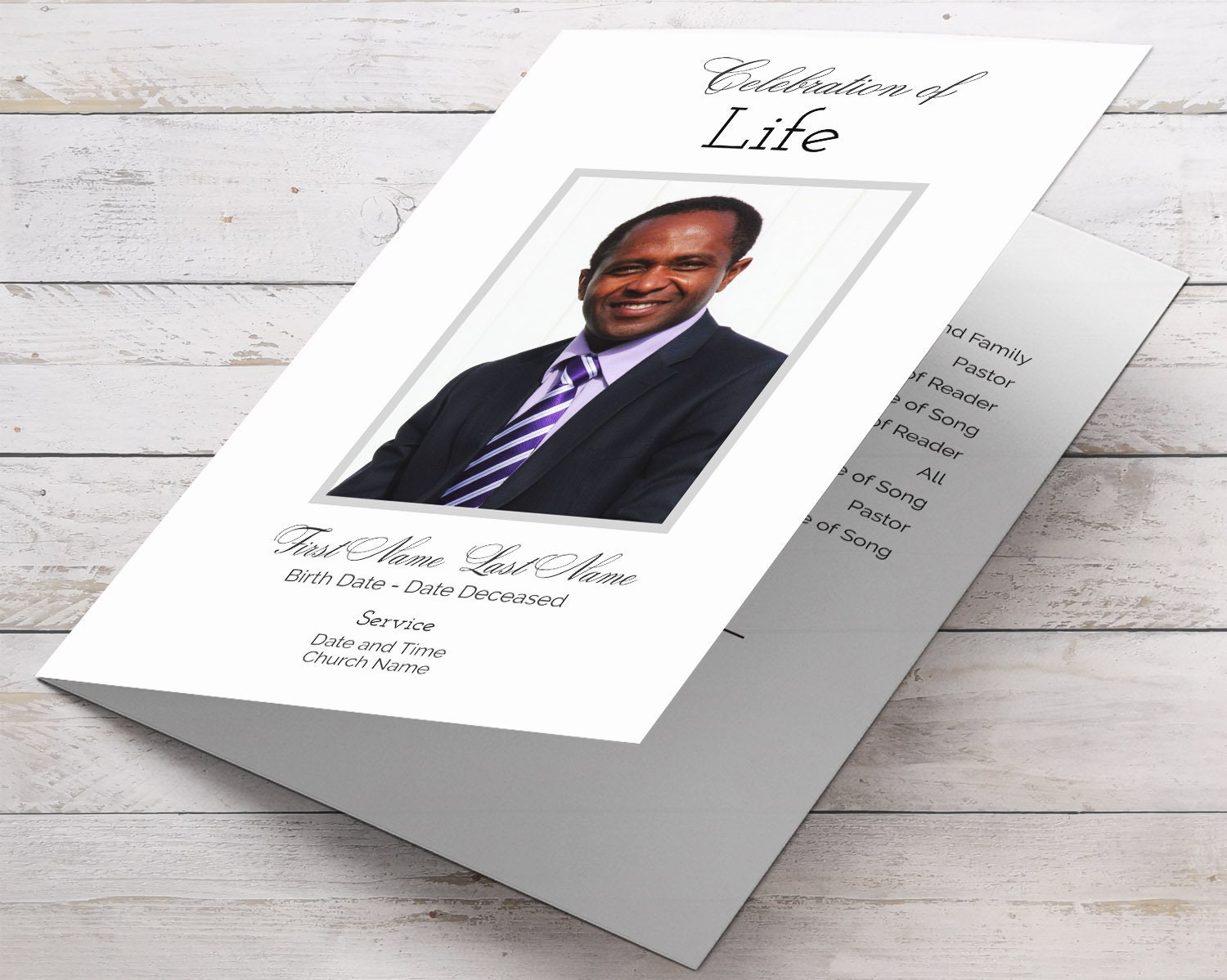 Dad's Funeral Program Template and Order of Service. Etsy