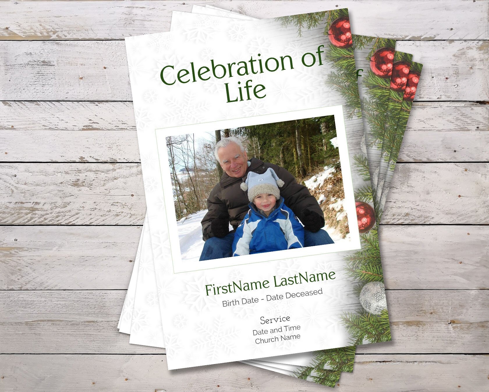 Christmas Funeral Program Template and Order of Service. Etsy