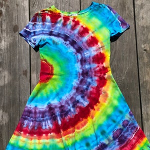 Women's Rainbow Tie Dye Ice Dye Fanfold Dress - Etsy