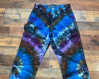 Dickie's Relaxed Fit Iced Dye Tie Dye Painter's Pants Blues/Purples/Browns