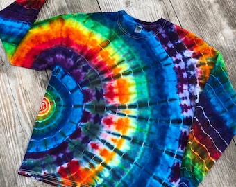 Ice Dye Tie Dye Short/Long Sleeve Rainbow Bullet T Shirt