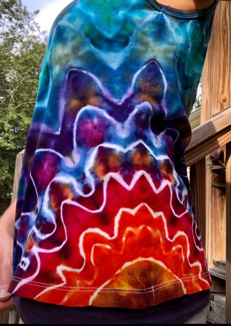 Women's Sunburst Iced Tie Dye Cotton Loose Fit Tank Top | Etsy