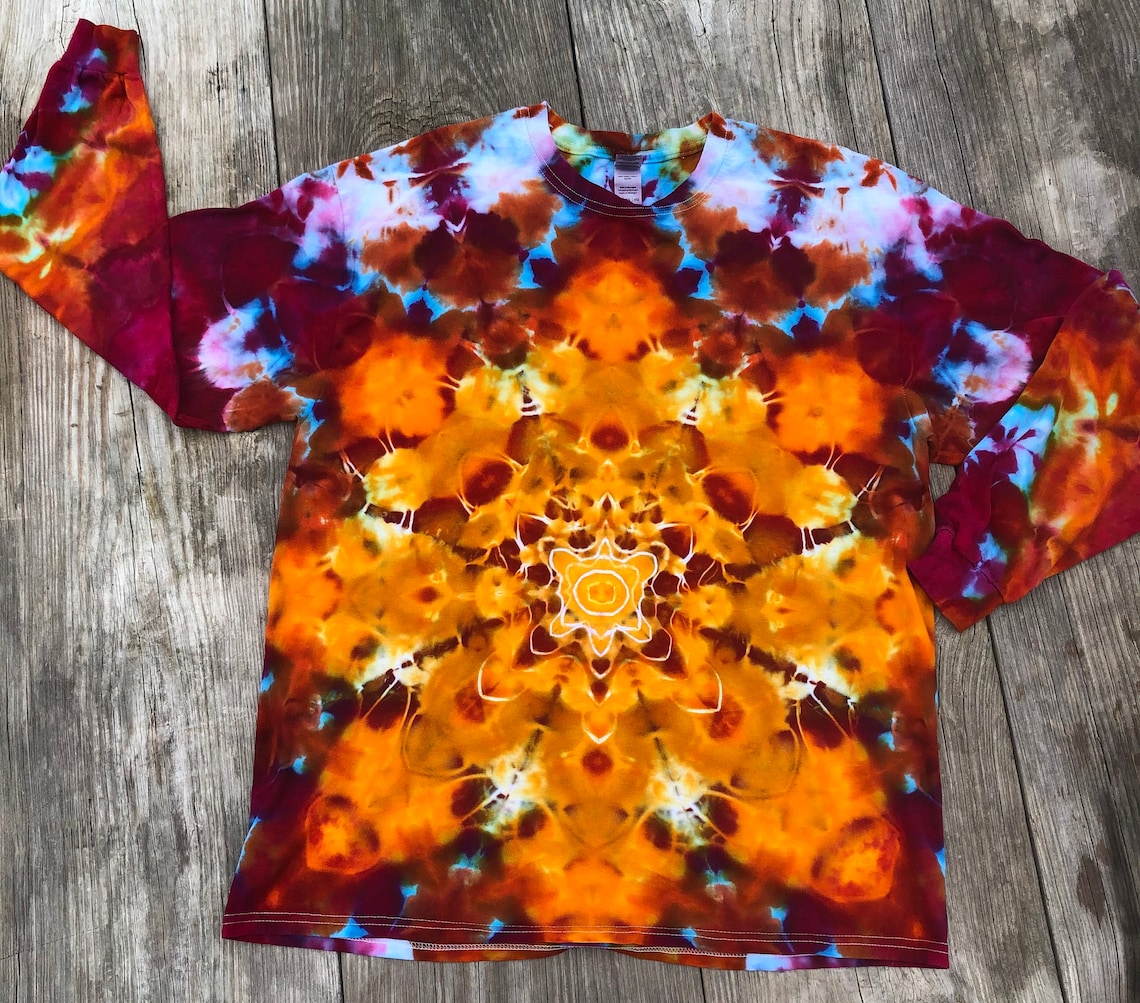 sunburst-iced-dye-tie-dye-yellows-maroon-pinks-browns-etsy