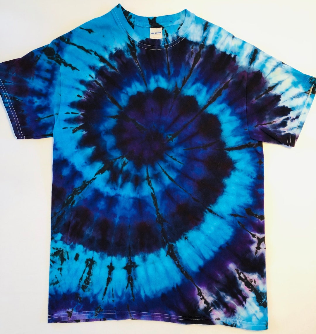 Blues/black Spiral Ice Dye Tie Dye Shirt - Etsy