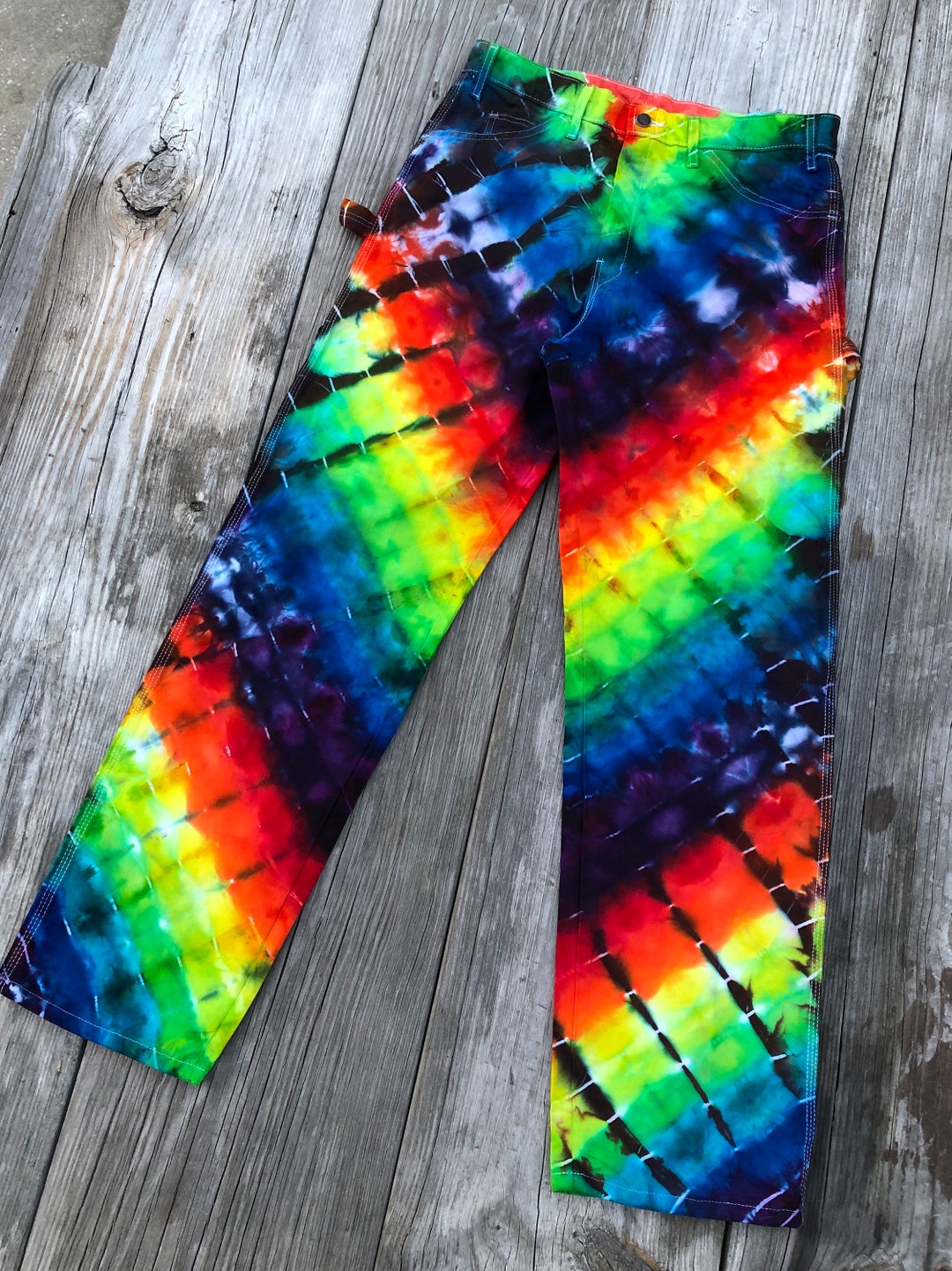 Dickie's Relaxed Fit Iced Dye Tie Dye Rainbow V Pleats - Etsy