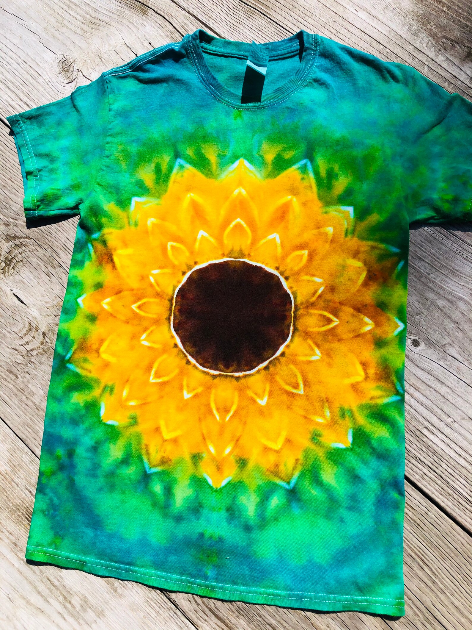 Sunflower Tie Dye Cotton Tshirt Etsy