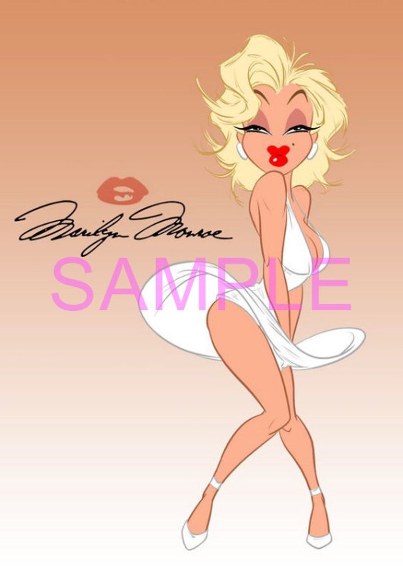 Hollywood Movie Star Marilyn Monroe Caricature Cotton Fabric Block 8 x 10-0811