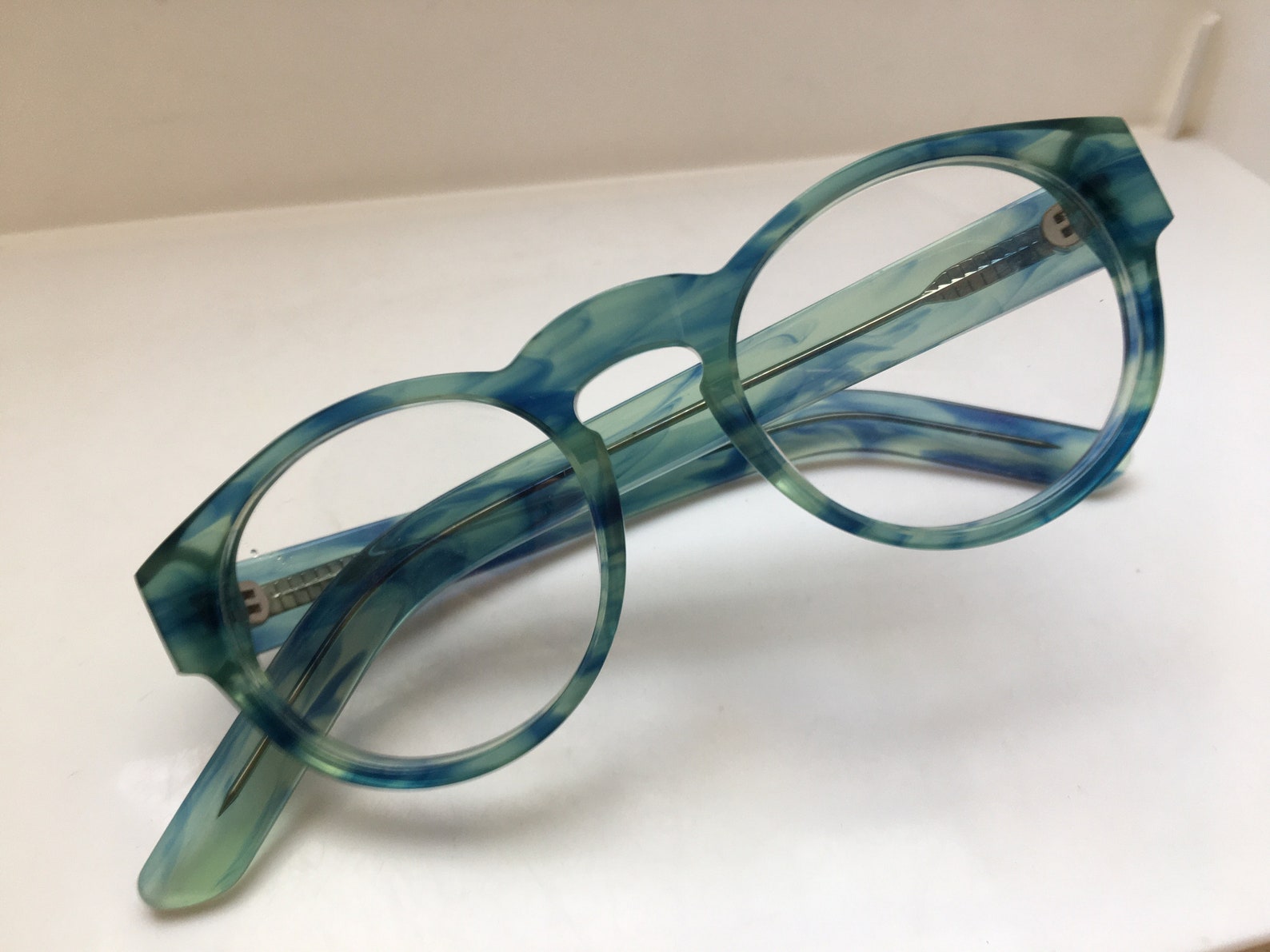 Handmade acetate keyhole bridge round eyeglasses frame Etsy