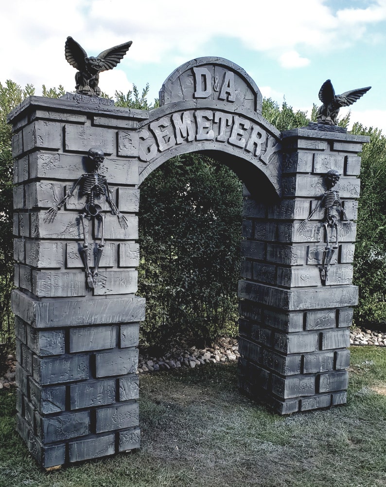 HUGE Cemetery Entrance, Halloween Prop, Yard Decoration, Graveyard Art