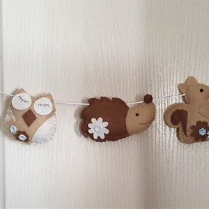 Felt Woodland Animal Garland: Neutral Nursery Decor
