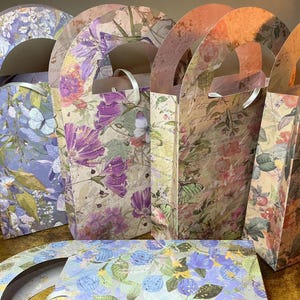 Petit sac cadeau-Personnaliser-Paquet de 12-Sac cadeau fait main-12,5Hx10,5Lx4Pcm-souvenir-Cadeaux de mariage-Sac cadeau bijoux-Fleurs-Cadeau d'anniversaire