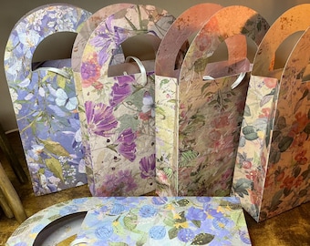Handmade Floral Gift Bags: Wedding Favor, Jewelry, Small Gift - Pack of 12