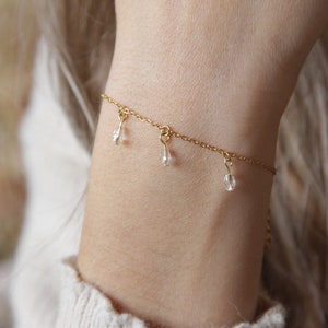 Bracelet tassels in glass and gold stainless steel for women