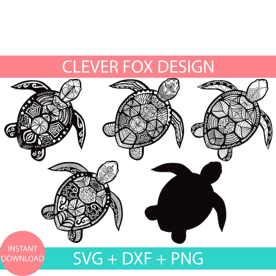 Download Sea Turtle Svg Mandala Turtle Dxf Zentangle Animal Png Cut Etsy