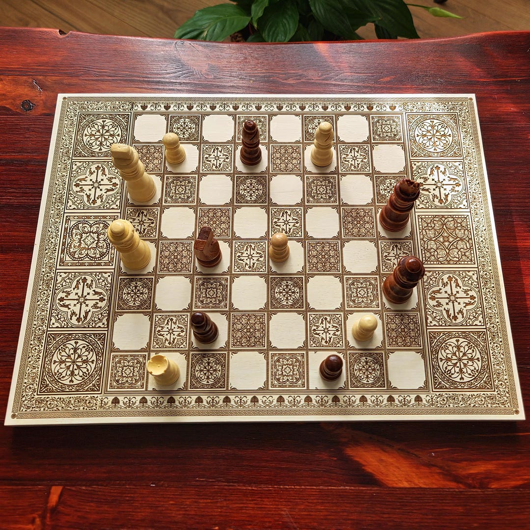 Wooden Chess Board Set: Personalized Spanish Tiles Engraved on Maple ...