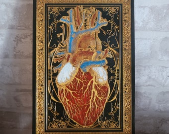 5-Year Wood Anniversary Decor | Anatomical Heart Wall Art | Thank You Gift for Doctor | Romantic Gift | Handcrafted Medical Artwork