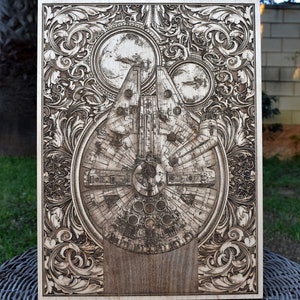 Regalo geek personalizado para hombre, arte mural de madera grabado con láser para su 5.º aniversario, ideas de regalo para amantes del cine de ciencia ficción, regalos de boda (tamaño A3)