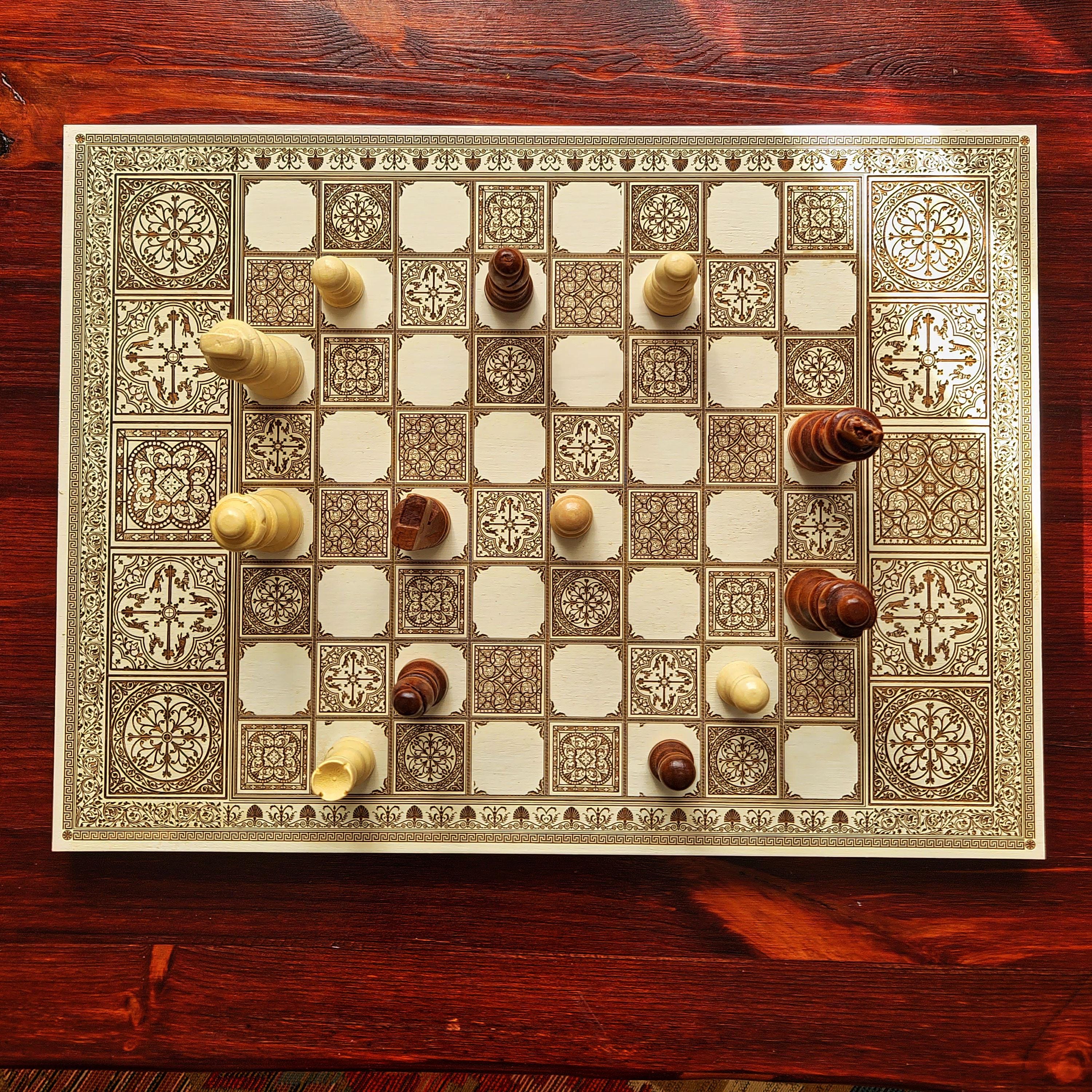 Chess Tile Names Wooden Chess Board Set: Personalized Spanish Tiles Engraved on Maple ...
