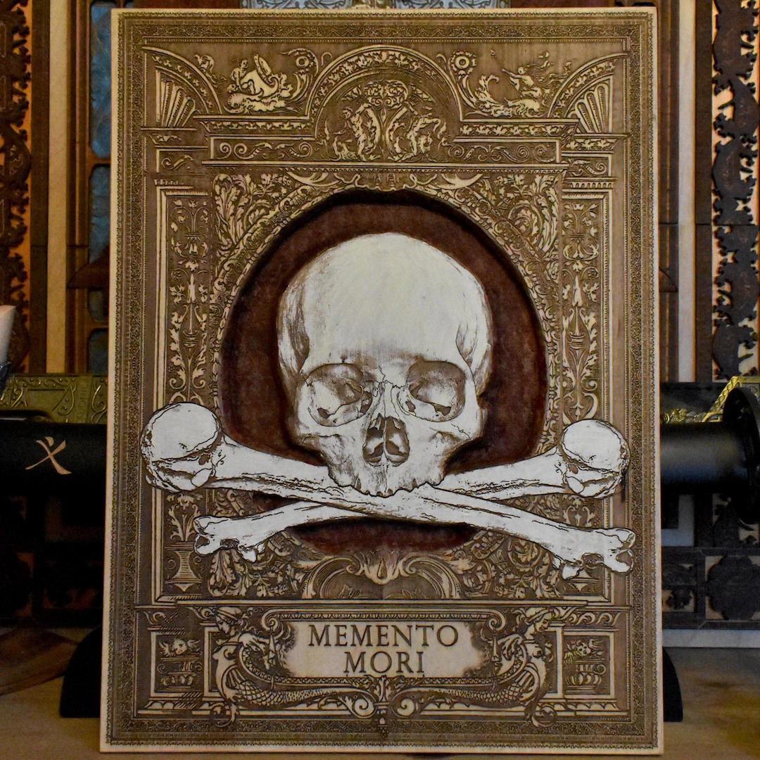 Memento Mori Wall Art | 3D Skull and Bones | Gothic Wooden Decor | Hand ...