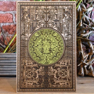 Aztec Mayan Calendar Wood Wedding Anniversary Wall Art Decor, Personalized Gifts for Her Him Men, Special Unique Gifts - A4 Size