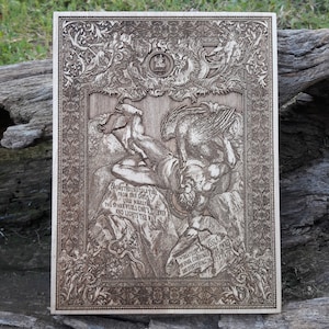 Prometheus Greek Mythology Wall Art – Engraved Wood Decor – Unique 5-Year Anniversary Gift for Him or Her