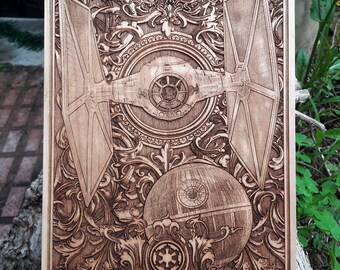Arte murale in legno per astronavi – Decorazione fantascientifica incisa al laser – Pannello murale con battaglia spaziale per regalo di anniversario in legno per 5 anni