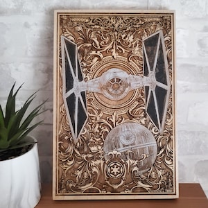Regalo tradicional para el quinto aniversario de bodas, regalo personalizado para geeks, regalo para nerds, regalo de aniversario, arte en madera (tamaño A4)