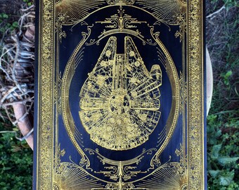 5-Year Wood Anniversary Gift - Spaceship Wall Art, Sci-Fi Decor for Him or Her, Black Maple with Gold Engraving