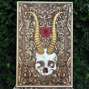 Beelzebub Gothic Horned Skull Wall Art | Handmade Occult Decor Gift | Limited Edition Macabre Design | Perfect for Dark Art Collectors