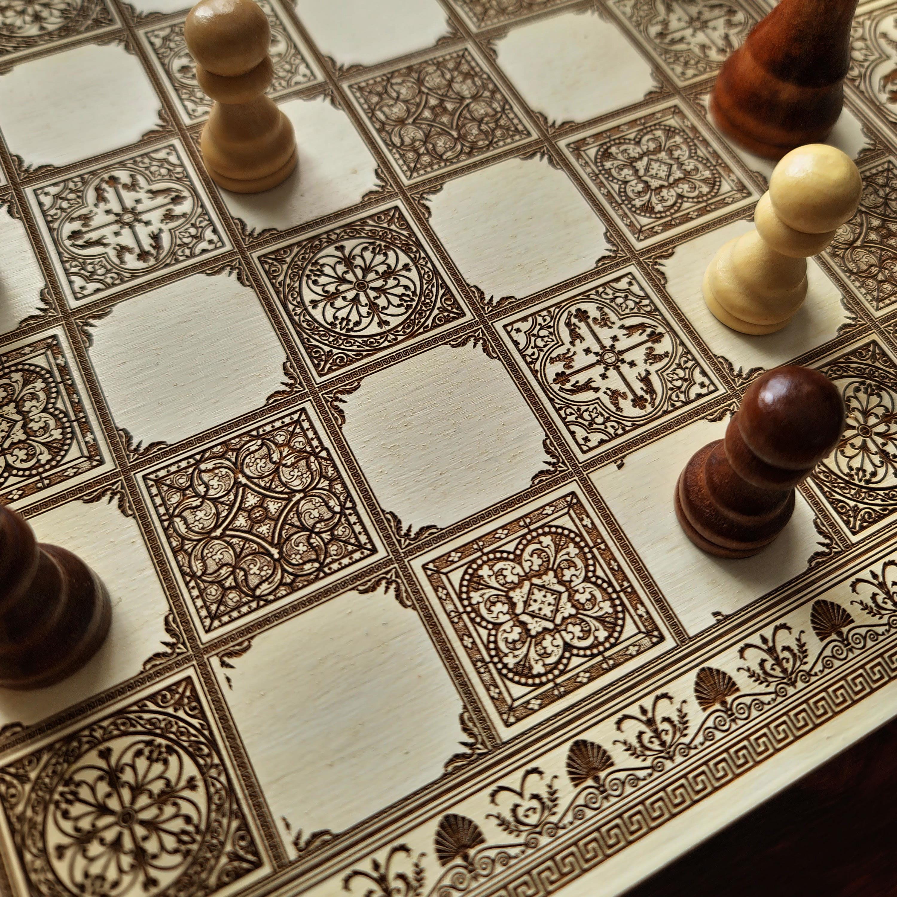 Chess Tile Names Wooden Chess Board Set: Personalized Spanish Tiles Engraved on Maple ...