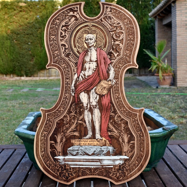 Unique Housewarming Gift Idea for a Touch of Divine Elegance, Hand-Painted Skinless St. Bartholomew Catholic Church Statue, Wood Carved Icon