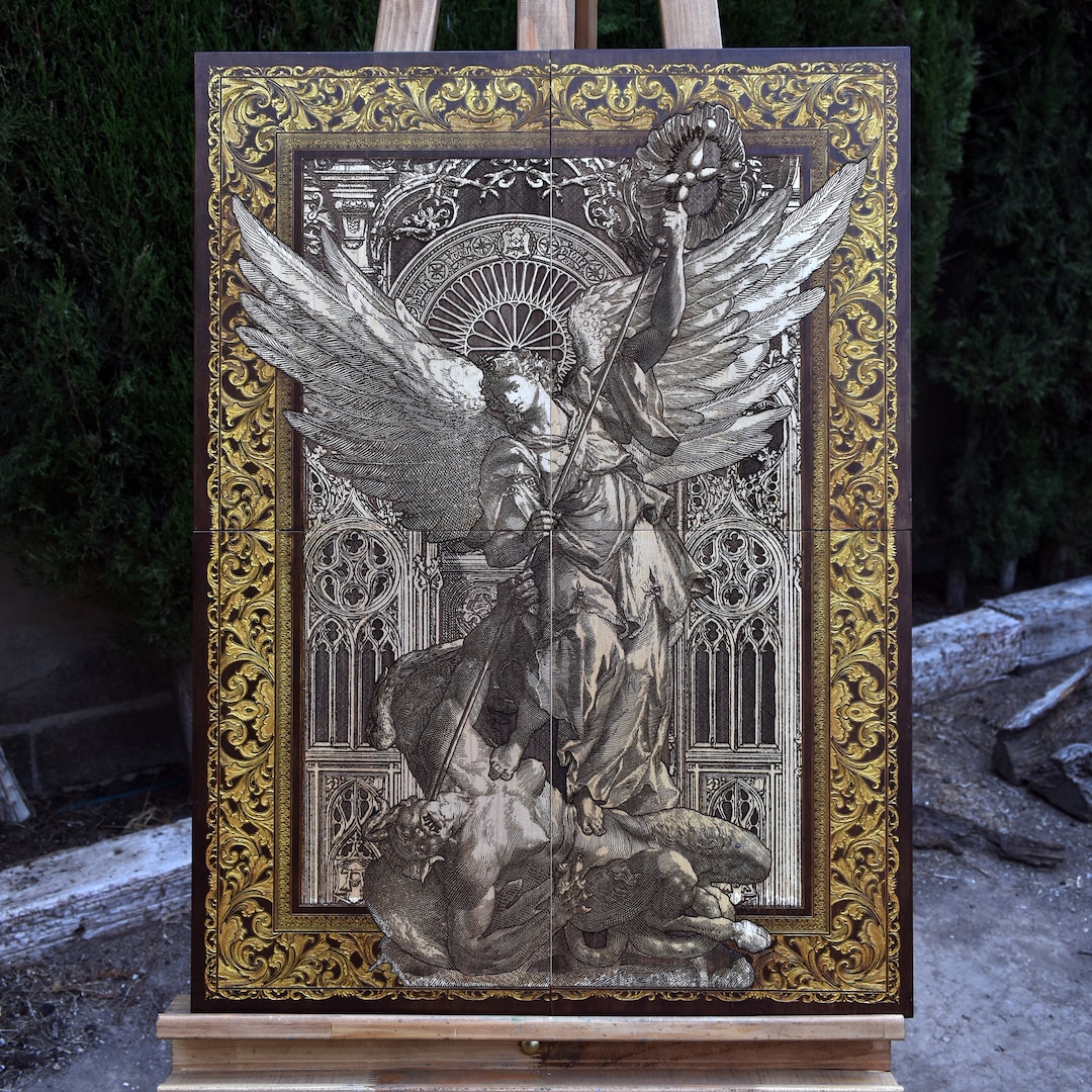 Saint Michael the Archangel Wood Icon - Protection Guardian Angel Gift ...