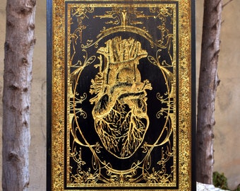 Anatomical Heart Wall Art | Romantic 5-Year Wood Anniversary Gift for Doctor, Husband, Wife, Cardiologist