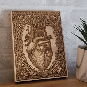 Anatomical Heart, Wood Wall Art Medical Cabinet, Cardiologist Doctor Gift, Med Student Graduation, Cardiology Decor, Woodcarved image 3