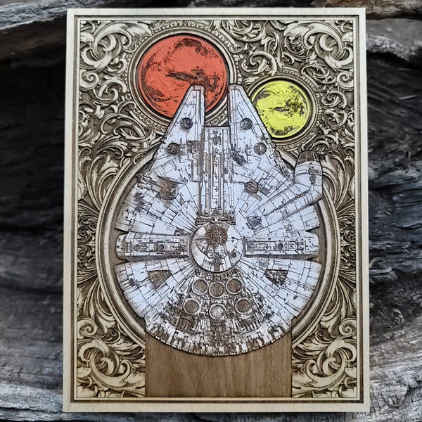 Husband Gift | 1 Year Anniversary | Falcon Wood Art: Engraved Geek Gift