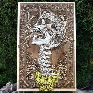 Screaming Skull with Spine & Butterfly Wall Art | Hand-Painted Thyroid Cancer Awareness Gift | Gothic Decor