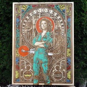 Póster de quinto aniversario para amantes del cine, arte mural de personajes de películas de ciencia ficción, regalo de madera personalizado pintado a mano