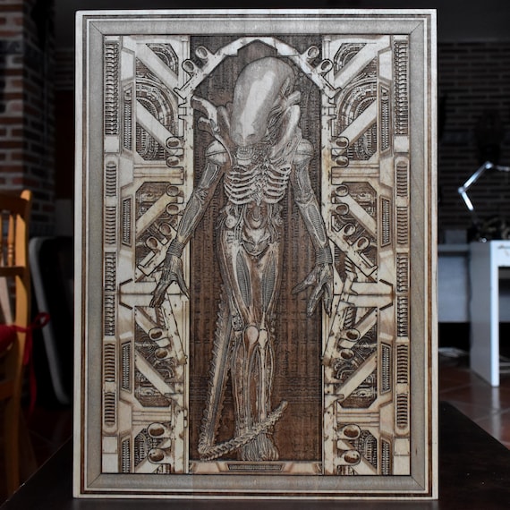 Alien Wood Art: Classic Horror Movie Poster Laser Engraved