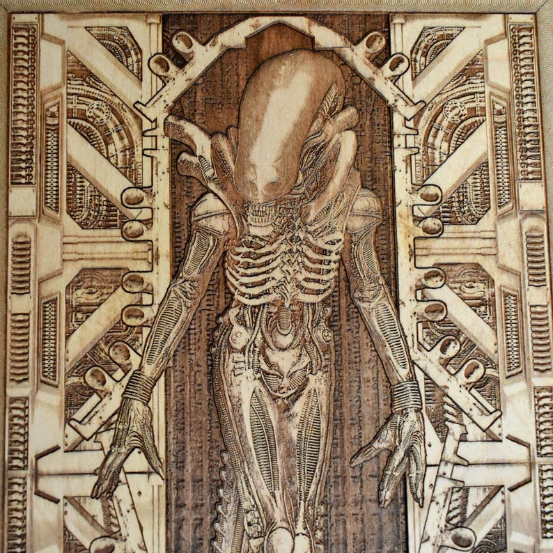 Dark sci fi wall art for horror fan game room or home theater