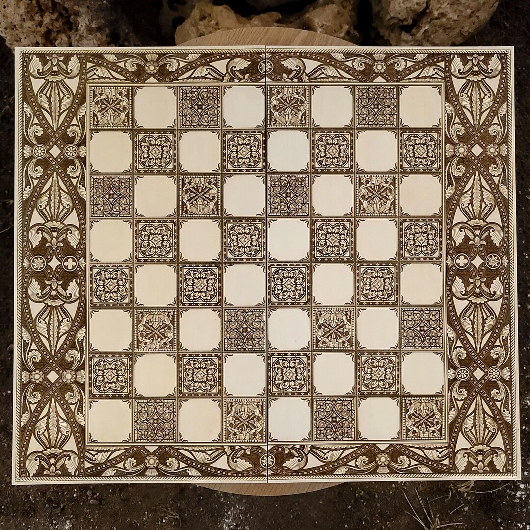 Chess Board Set: Wood Anniversary Gifts - Spanish Tile Design ...