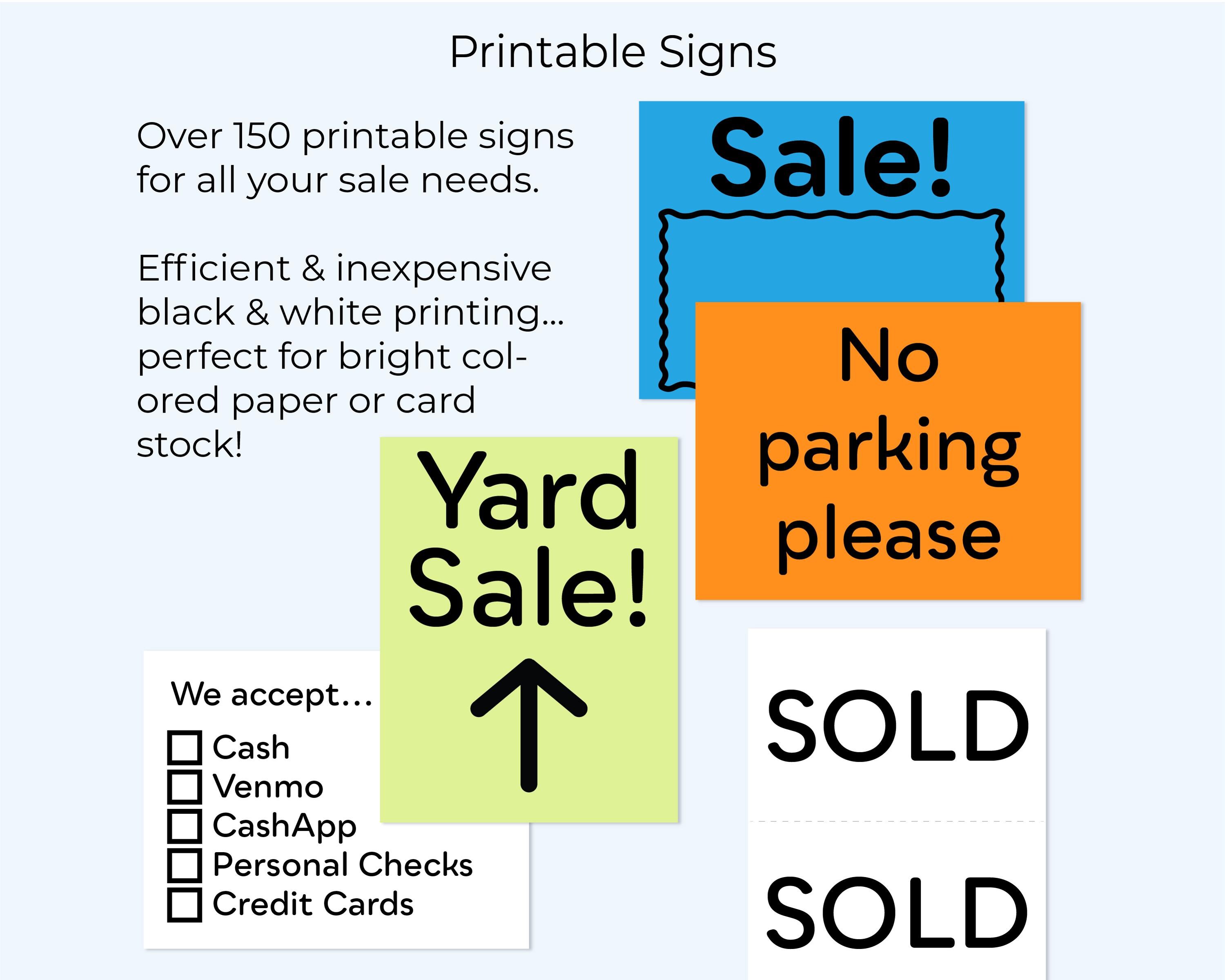 Fillable Rummage Sale Signs Printable Garage Sale Signs, Yard Sale Sign Kit, Printable Signs and ...